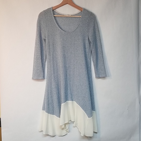 JODIFL Dresses & Skirts - Jodifl Light Blue Cream Ruffle Small Dress